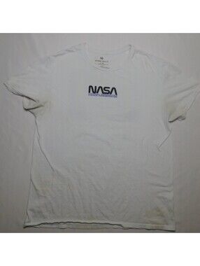 Hyper Space NASA Graphic T-Shirt Mens Large L White Astronaut Back Print Logo